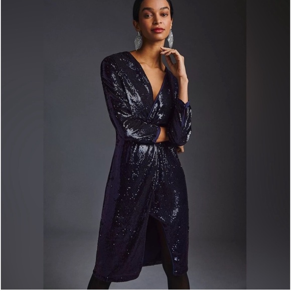 Anthropologie Twist-Front Sequin Dress Size 6 NWT - Picture 2 of 16